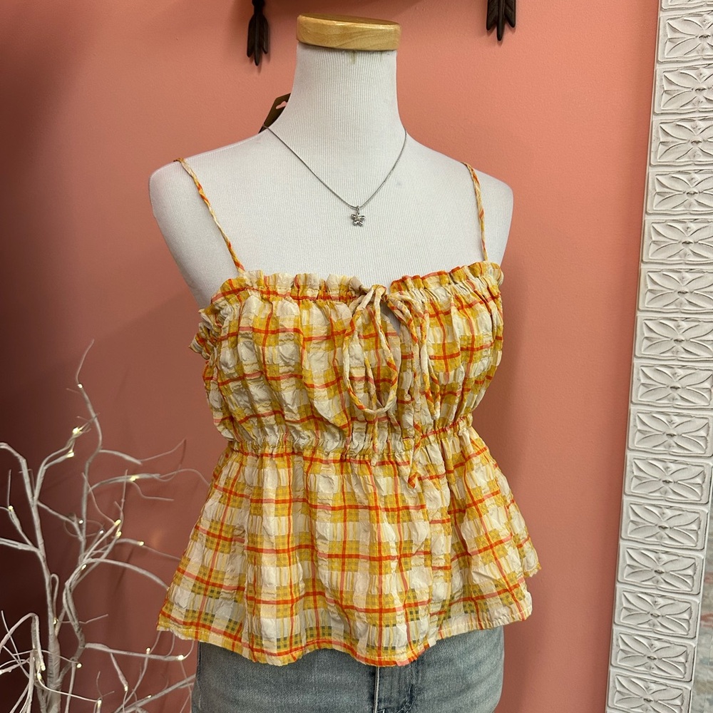 NWT! Emory Park Tie Front Gingham Tank